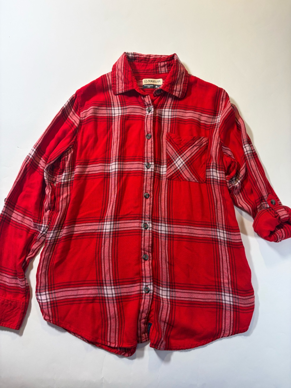Magellan Outdoors Red Plaid Button-Down Shirt